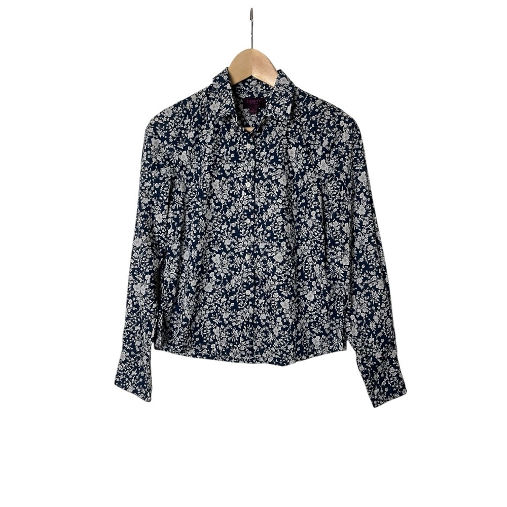 J.CREW Classic Fit Boy Shirt Collar Liberty Summer Bloom Navy White 2
